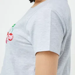 Ginger by Lifestyle Grey & Lavender Cotton Printed T-Shirt With Shorts image 5