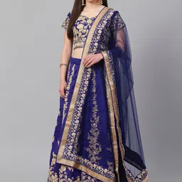 DIVASTRI Embroidered Sequinned Semi-Stitched Lehenga & Unstitched Blouse With Dupatta-image-99