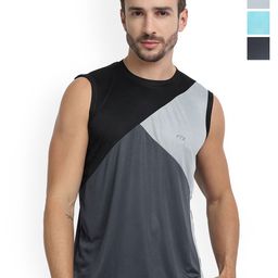 FTX Pack Of 4 Colourblocked Round Neck Sleeveless Dry-Fit Sports Vests-picture-37