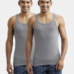 Jockey US26 Men's Super Combed Cotton Rib Square Neckline Gym Vest (Pack of 2)-picture-23