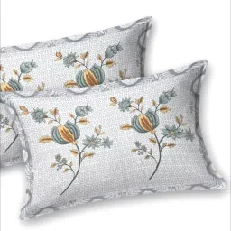 Living Roots Floral Grey 300 TC Cotton Bedsheet with 2 Pillow Covers image 5