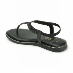 Carlton London Women's Black T-Strap Sandals image 5