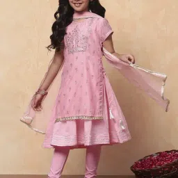 Biba Girls Pink Embellished Suit Sets-image-66