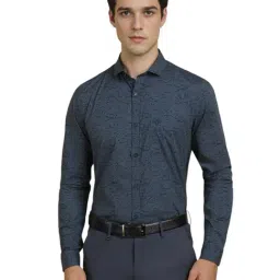 Allen Solly Navy Cotton Slim Fit Printed Shirt-picture-12