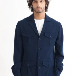 Rare Rabbit Navy Tailored Fit Solid Jacket-picture-18