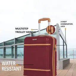 Teakwood Leathers Maroon Striped Small Hard Sided Cabin Trolley-picture-22