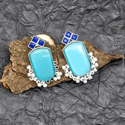 Oxy Jewels Women Turquoise Blue Earrings-picture-37