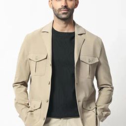 Rare Rabbit Khaki Tailored Fit Solid Jacket-picture-12