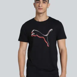 Puma Black Cotton Slim Fit Logo Printed T-Shirt-image-16
