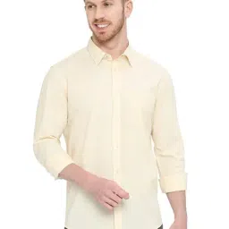Basics Ecru Cotton Slim Fit Shirt-image-78