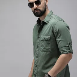 The Roadster Life Co. Solid Pure Cotton Casual Shirt-image-52