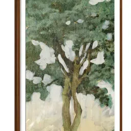 ARTE'VENUE Green Tree Line Green & Grey Paper Wall Arts - Set of 3 (13 X 18 inch Each) image 4