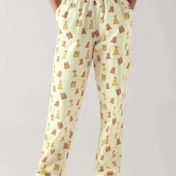 Bewakoof Yellow Print Cotton Regular Fit Pyjamas-image-4