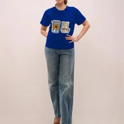 Zink London Blue Cotton Graphic T-Shirt-picture-34