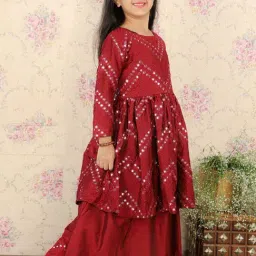 VASTRAMAY Girls Maroon Embroidery Lehenga Cholis image 2