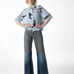 Only Blue Viscose Striped Shirt image 5