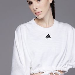 ADIDAS Dance Versatile Sustainable Brand Logo Printed Crop Sweatshirt-picture-33
