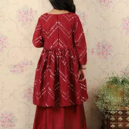 VASTRAMAY Girls Maroon Embroidery Lehenga Cholis image 3