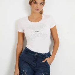 Guess White Print Half Sleeves T-Shirt-picture-35