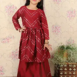 VASTRAMAY Girls Maroon Embroidery Lehenga Cholis-picture-42
