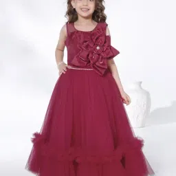 Ministitch Girls Red Flared Fit Party Gown-image-68