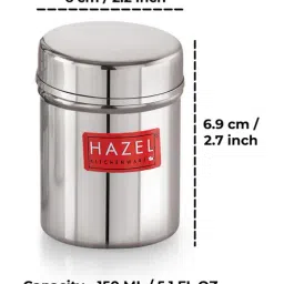 HAZEL Silver Stainless Steel Air Tight Storage Containers 150 ml - Set of 2 image 4