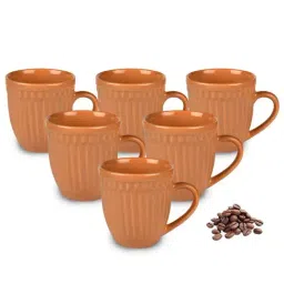 Urban Chef Brown Ceramic Handcrafted Microwave Safe Tea Cup - Set of 6-image-35