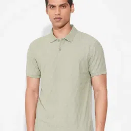 Peregrine By Pantaloons Green Slim Fit Self Pattern Polo T-Shirt-picture-23