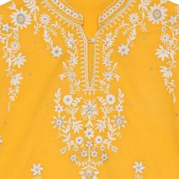 Biba Girls Ethnic Motifs Embroidered Regular Thread Work Pure Cotton Kurta with Trousers image 3