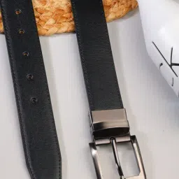 ZEVORA Black Textured Leather Casual Belt-picture-30