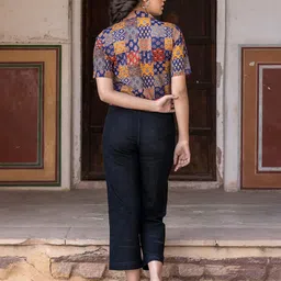 CORSICA Print Cotton Shirt Style Crop Top image 5