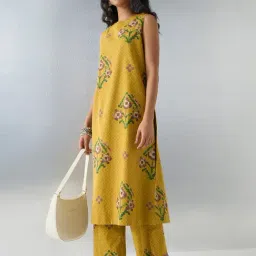 Utsa by Westside Mustard Cotton-Blend Pants image 3