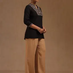 Soch Black Rayon Embroidered Three-Quarter Sleeves Tunic image 4