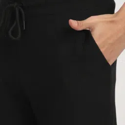 R&B Black Cotton Regular Fit Trackpants image 4