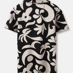 United Colors of Benetton Boys Black & Beige Cotton Printed Polo T-Shirt image 2