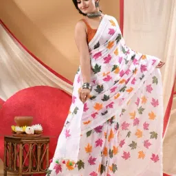 Desh Bidesh Pink Cotton Printed Saree Without Blouse Piece image 3