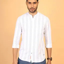 Wrangler White Regular Fit Striped Shirt-image-5