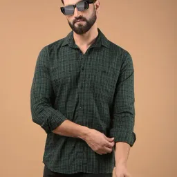 CRIMSOUNE CLUB Green Slim fit Checks casual shirts-picture-28