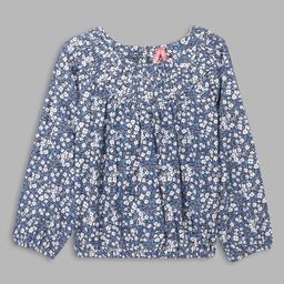 Blue Giraffe Girls Floral Cotton Print Top-picture-19