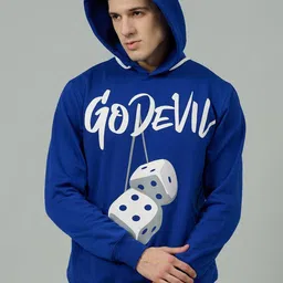 GO DEVIL Men Printed Hooded Sweatshirt image 3
