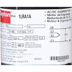 DAYTON AC/DC Gearmotor 115V AC, 24 RPM Nameplate Speed, 85 in-lb Max Torque, 1LRA1 image 4