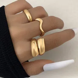 Jewels Galaxy Set Of 3 Gold Plated Midi Finger Rings-picture-23