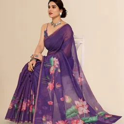 Moda Rapido Floral Zari Saree image 3