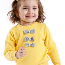 Babyoye Eco-Conscious Cotton Full Sleeves Sweater with Bow Design - Yellow-image-79