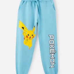 Nap Chief Pure Cotton Knit Pokemon Featuring Pikachu Printed Joggers - Sky Blue-picture-36