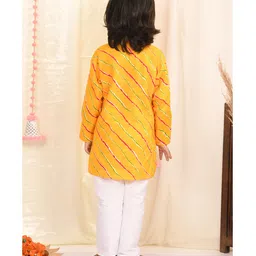 Superminis Full Sleeves Leheriya Printed Kurta With Pyjama Set - Yellow image 3