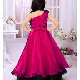 Tiny Kingdom Sleeveless Floral Applique Stone Embellished Layered Gown - Pink image 3