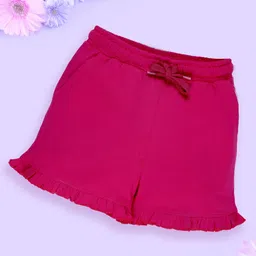 Kiddopanti Cotton Pack Of 2 Solid Shorts - Pink & Orchid image 3
