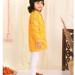 Superminis Full Sleeves Leheriya Printed Kurta With Pyjama Set - Yellow image 4