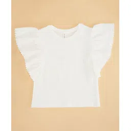 Pantaloons Junior Half Cap Sleeves Textured Top - White image 4